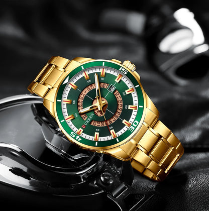 Relojes CURREN para hombre, relojes de negocios de moda para hombre con correa de acero inoxidable, reloj de cuarzo resistente al agua para hombre con fecha automática