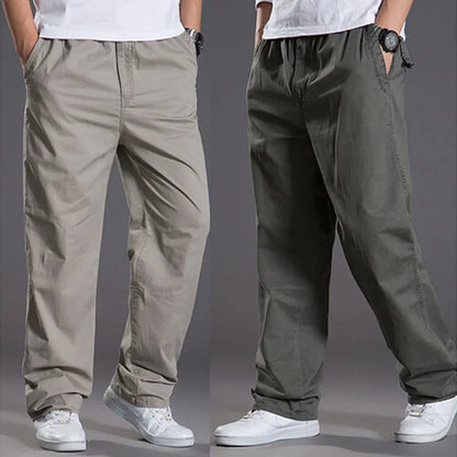 Pantalones cargo casuales de algodón para hombre, con bolsillos, corte recto y holgado, elásticos, ideales para el trabajo. Talla 6XL.