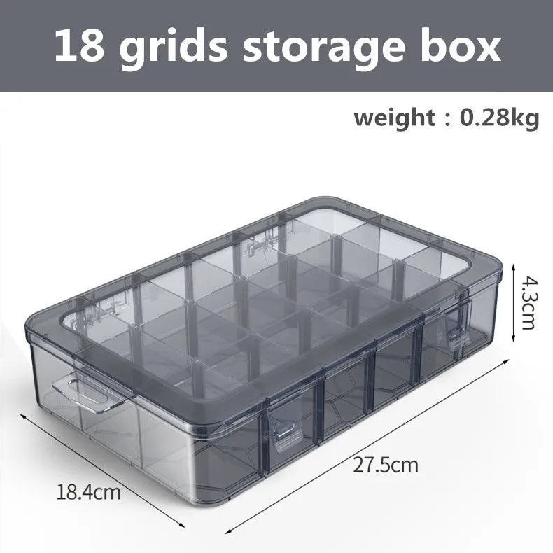 Organizador de 9 a 24 rejillas, contenedor de almacenamiento ajustable, compartimento de plástico, caja de almacenamiento, soporte para tornillos, estuche, contenedor de exhibición