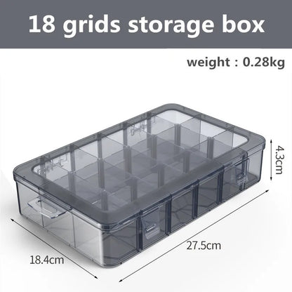 Organizador de 9 a 24 rejillas, contenedor de almacenamiento ajustable, compartimento de plástico, caja de almacenamiento, soporte para tornillos, estuche, contenedor de exhibición