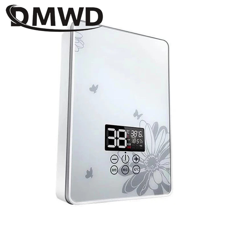 Calentador de agua eléctrico instantáneo DMWD con control remoto para baño y cocina, sin tanque, para ducha con grifo y pantalla LED de temperatura