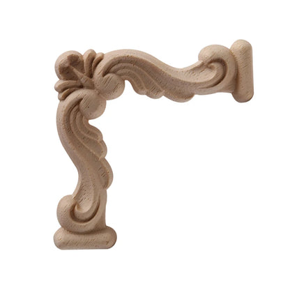 NUEVA Decoración Decoración Europea Moderna Calcomanía de Madera Aplique de Madera Marco de Madera Hojas Grandes Largas Madera de Caucho Ventana Esquina Paredes