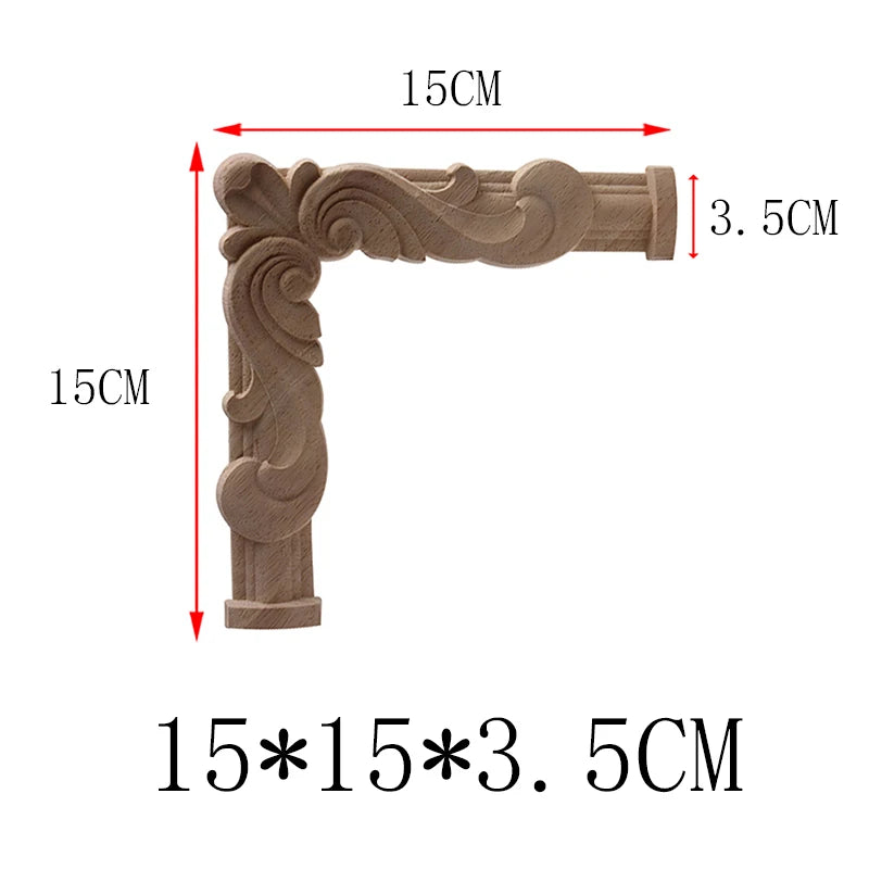 NUEVA Decoración Decoración Europea Moderna Calcomanía de Madera Aplique de Madera Marco de Madera Hojas Grandes Largas Madera de Caucho Ventana Esquina Paredes