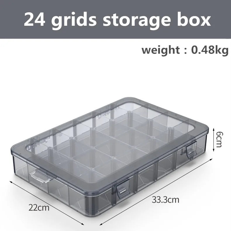 Organizador de 9 a 24 rejillas, contenedor de almacenamiento ajustable, compartimento de plástico, caja de almacenamiento, soporte para tornillos, estuche, contenedor de exhibición