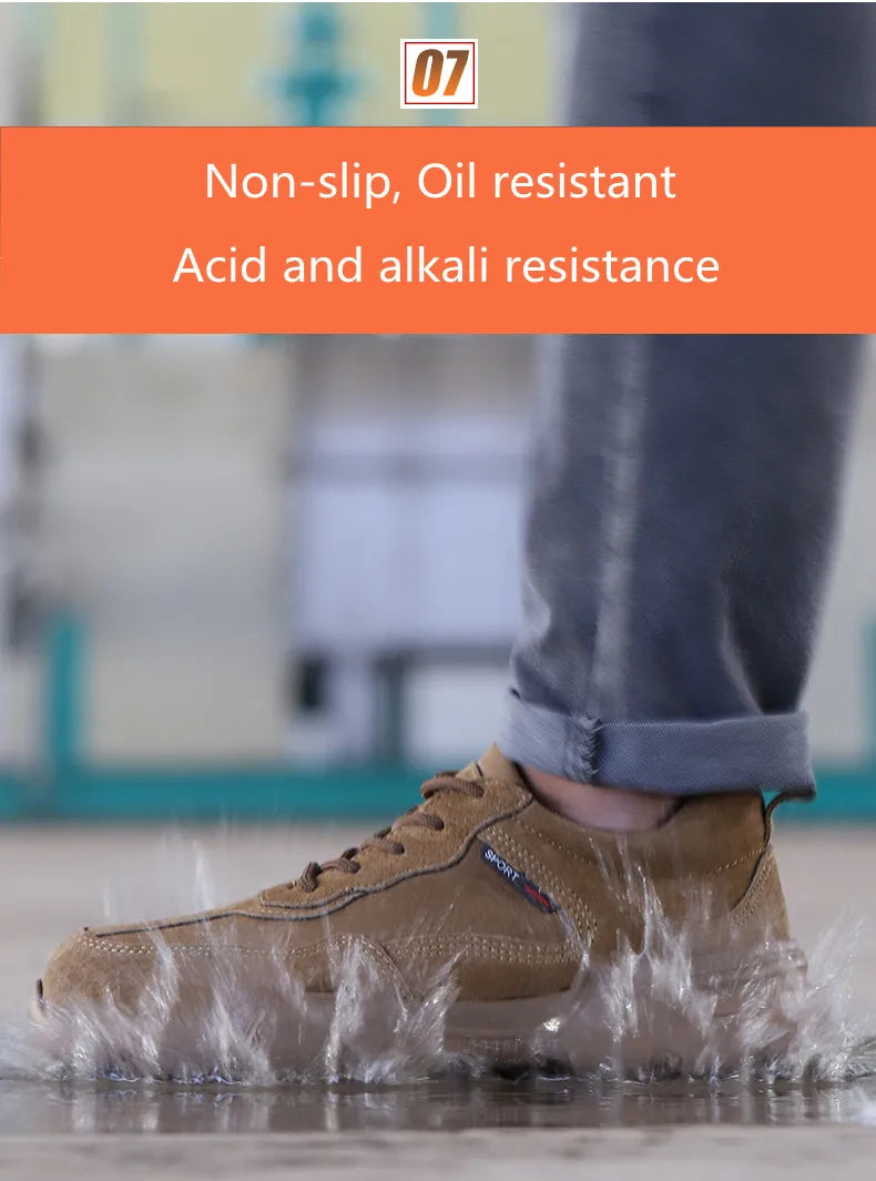 Work Safety Shoes Men Slip On Lightweight Steel Toe Shoes Women Indestructible Anti-puncture Work Shoes Men Sneakers