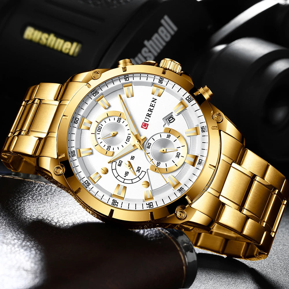 Relojes de oro para hombre, marca superior de lujo CURREN, reloj de pulsera de cuarzo, reloj de negocios deportivo e informal de moda, reloj para hombre, reloj para hombres