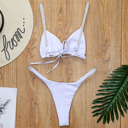 Sexy Shiny Sequins Mini Micro Thong Bikini Women Swimsuit Female Swimwear Two pieces Bikini set Brazilian Bathing Suit Swim Lady