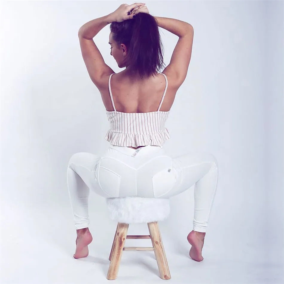 Mallas deportivas Shascullfites Melody blancas para mujer, leggings de yoga, mallas push-up para gimnasio, mallas ajustadas para correr.
