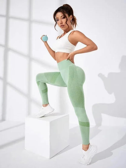 Leggings deportivos de cintura alta con rayas y malla para mujer, levantan glúteos y cadera, ideales para entrenamiento al aire libre, correr, yoga y gimnasio.