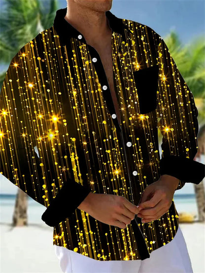 Camisa de lino para hombre, con estampado floral, solapa, estilo urbano, manga larga, moda urbana de diseñador.