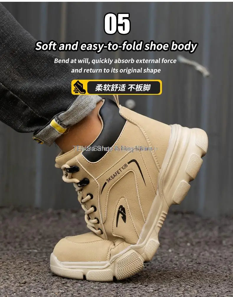 Botas de seguridad protectoras, zapatos de seguridad laboral, botas de seguridad de invierno para hombre, zapatos de trabajo antiperforación, botas de trabajo con punta de acero, indestructibles.