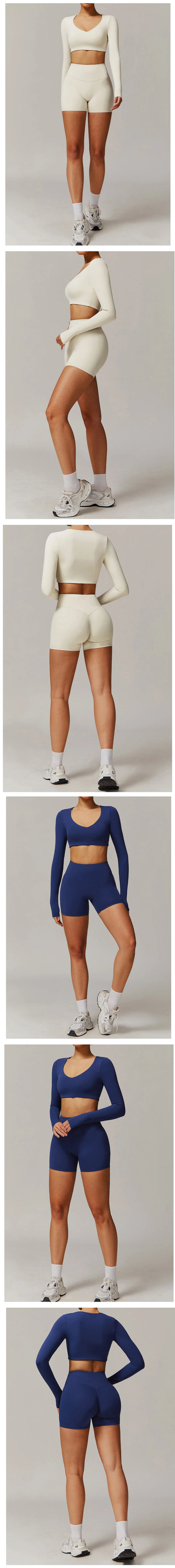 Women's Tracksuit 2PCS Yoga Sets Sportswear Workout Fitness Long Sleeved Sports Bra High Waist Leggings Gym Clothing Sports Suit