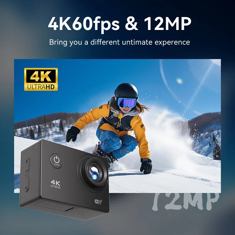 Cámara de acción 4K para exteriores con WiFi, grabación de vídeo en casco, 4K/30 FPS, WiFi, 2.0", 170 DGPS, zoom 4X, subacuática, impermeable, deportiva.