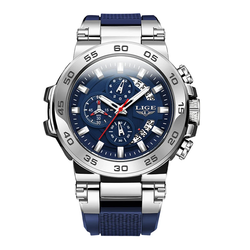 Relojes LIGE 2025 para hombre, nuevos, a la moda, con correa de silicona, sencillos, deportivos, militares, con fecha, resistentes al agua 50M, de cuarzo, para caballero, reloj + caja.