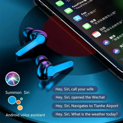 Auriculares Bluetooth M19 inalámbricos TWS para juegos, con cancelación de ruido, táctiles, intrauditivos, mini auriculares con batería externa de emergencia