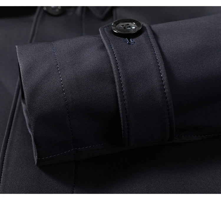 Abrigo tipo gabardina Maxbarley para hombre, estilo coreano, ligero, de lujo, de un solo botón, chaqueta larga cortavientos, colección primavera-otoño 2025, marca, con solapa.