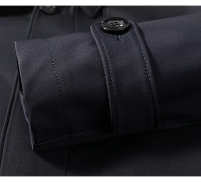 Abrigo tipo gabardina Maxbarley para hombre, estilo coreano, ligero, de lujo, de un solo botón, chaqueta larga cortavientos, colección primavera-otoño 2025, marca, con solapa.