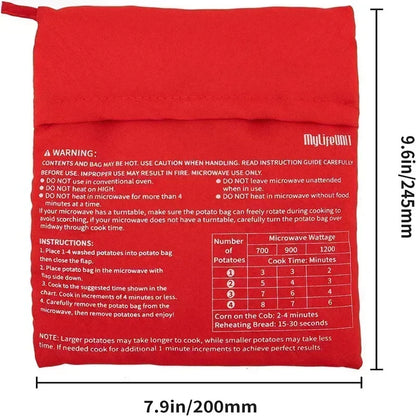 Bolsa reutilizable para cocinar papas en microondas, bolsa para cocinar papas al horno, papas perfectas en 4 minutos, bolsa roja para hornear