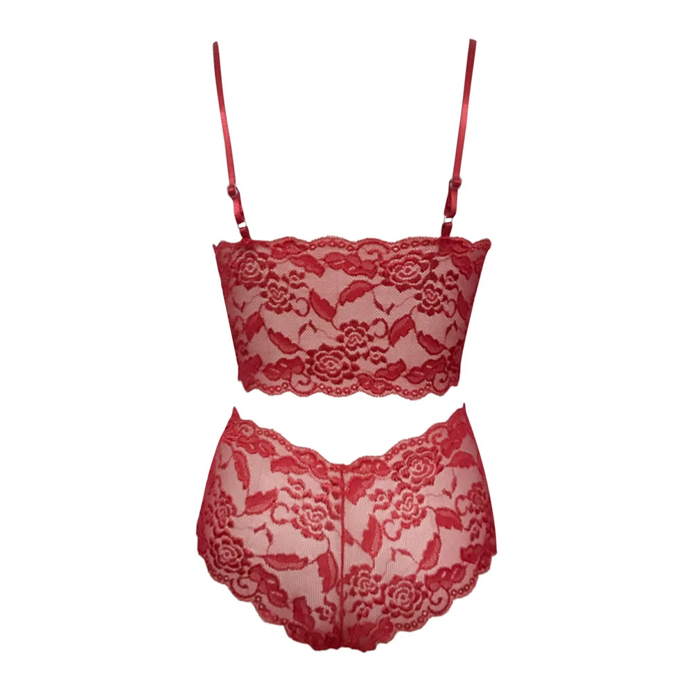 Conjunto de lencería sexy para mujer 2022, pantalones cortos de encaje negro, camiseta sin mangas de color liso, camisola, top de tubo, bragas, conjunto de lencería con estampado floral.