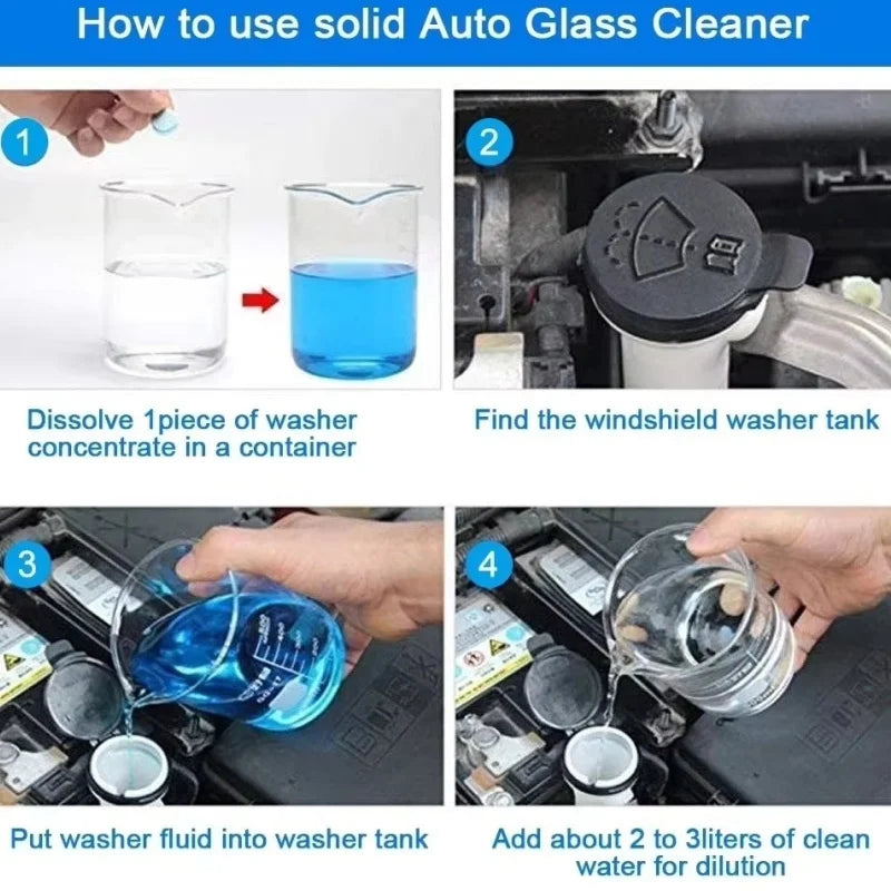 Limpiador sólido para parabrisas de coche, anticongelante de invierno, tableta efervescente, detergente para limpiaparabrisas, herramienta universal para eliminar película de aceite.