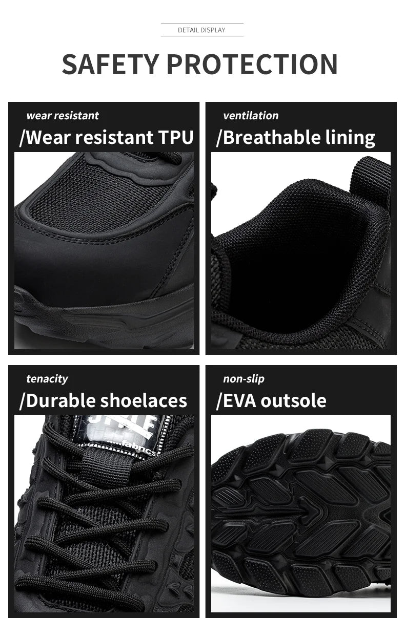 Zapatos de seguridad para hombre, ligeros, protectores, zapatillas de trabajo, calzado ligero y transpirable, zapatos de trabajo antiperforación.