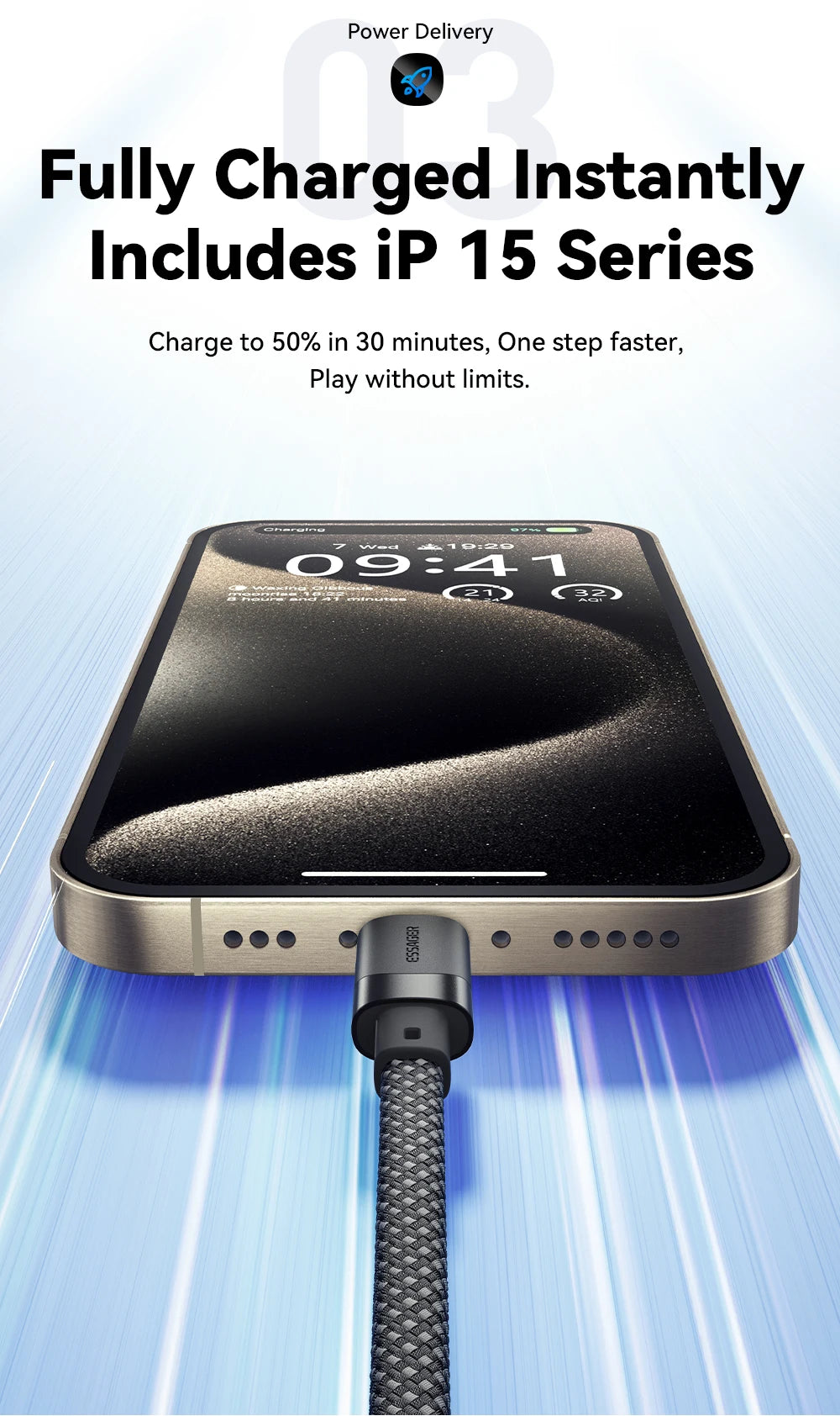 Cable de carga rápida USB-C a C Essager PD de 100 W con succión magnética y antienrollamiento para iPhone 15, portátil y Samsung.