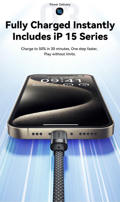 Cable de carga rápida USB-C a C Essager PD de 100 W con succión magnética y antienrollamiento para iPhone 15, portátil y Samsung.