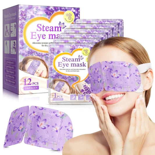 12 piezas de mascarilla para ojos autocalentable desechable con almohadilla térmica para ojos, mascarilla hidratante para ojos con calor, mascarilla para dormir de lavanda para uso diario