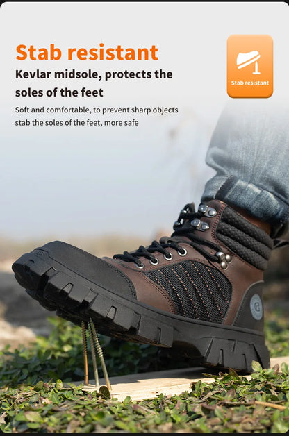 Zapatos de seguridad con puntera de acero para hombre, botas de trabajo indestructibles, zapatos de seguridad ligeros, zapatillas protectoras para caminar, antiaplastamiento y antipinchazos.