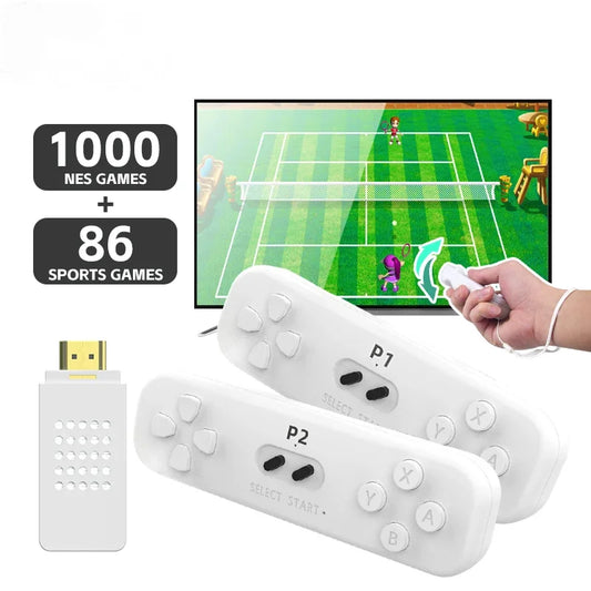 Juego retro con controlador inalámbrico de 2.4G, consola de juegos clásica con detección de movimiento 4k, videojuego integrado con 1000 juegos de NES.