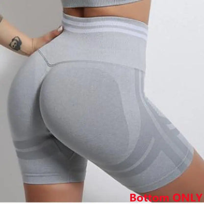 Conjuntos de ropa deportiva de media pieza sin costuras para mujer, conjuntos de gimnasio de manga larga, sujetador deportivo de yoga, leggings push up y mallas deportivas.