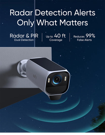 Cámara adicional eufyCam S3 Pro de eufy Security, cámara solar inalámbrica para exteriores, visión nocturna MaxColor, cámara 4K con panel solar