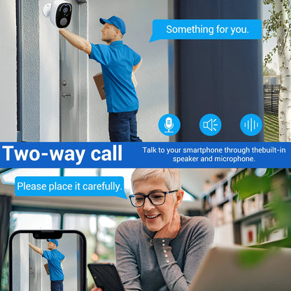 Cámara de seguridad solar inalámbrica para exteriores 2K 5MP con visión nocturna a color, funciona con batería, compatible con WiFi 2.4G, PIR, resistente al agua, comunicación bidireccional con Alexa