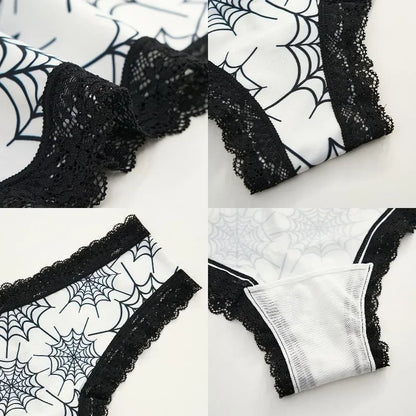 Ropa interior para mujer, bragas sexys con borde de encaje, estilo gótico, lencería con calavera rosa, pantalones triangulares cómodos y transpirables personalizados