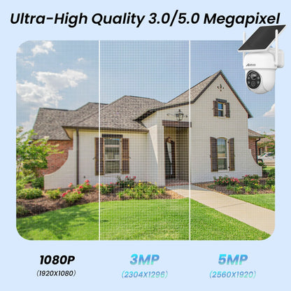 Cámara solar ANRAN 2K 3/5MP 2.4G Wifi, vigilancia y seguridad para el hogar, con batería, detección PIR y audio bidireccional.