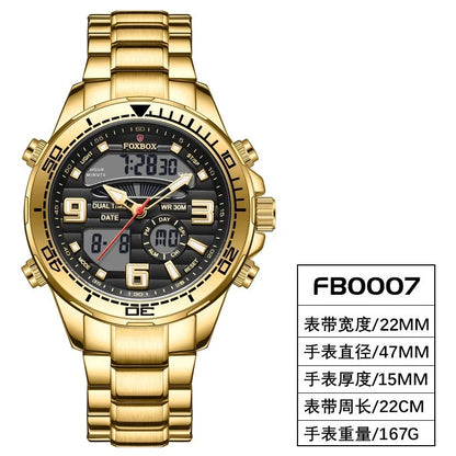 Relojes digitales Foxbox para hombre, reloj de pulsera deportivo de cuarzo de lujo superior, reloj de pulsera de acero militar resistente al agua, reloj de pulsera de cuarzo, reloj para hombre