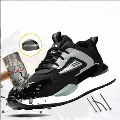 Zapatos de trabajo para hombre nuevos, con punta de acero, antigolpes y antipuñalamientos, transpirables y antideslizantes.