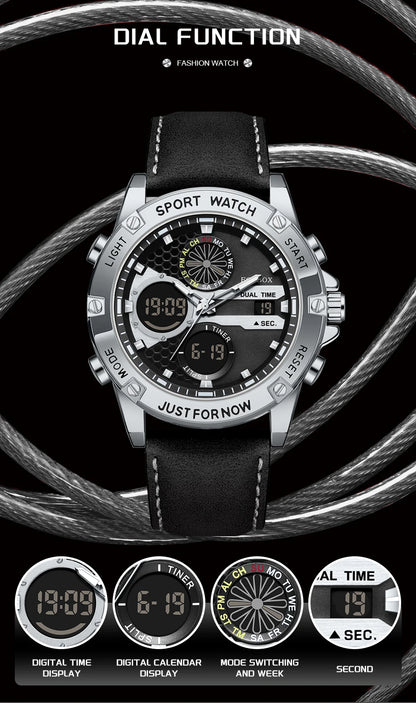 FOXBOX Relojes de lujo de moda para hombre, reloj de pulsera luminoso resistente al agua con fecha y doble horario para hombre, relojes de cuarzo para hombre, relojes masculinos