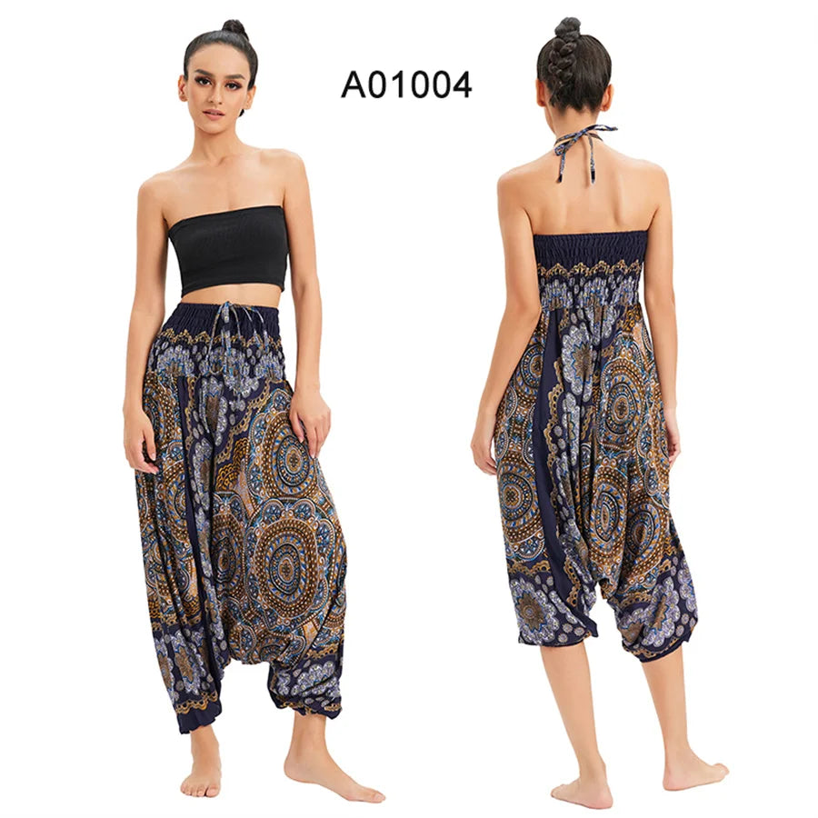 Bohemian Pants Women Pantalones Mujer Hippie High Waist Rayon Harem Baggy Boho Yoga Beach Wear Pour Femme Calca Feminina Printed