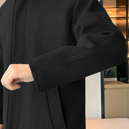 2025 Autumn Winter Men Long Coat Windbreaker Casual Loose  Solid Color Trench Men Fashion Korean Style Mens Jackets Outerwear