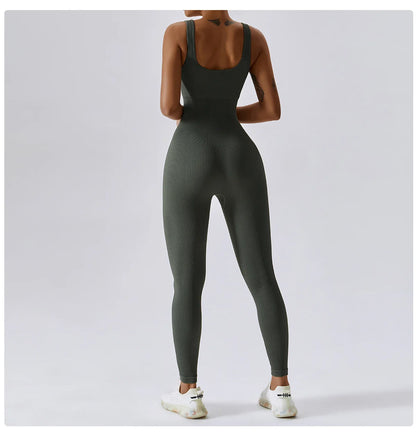Traje de yoga de una pieza sin costuras de primavera, conjunto de entrenamiento de fitness para danza y tonificación abdominal, mono elástico, ropa deportiva de gimnasio con efecto push up