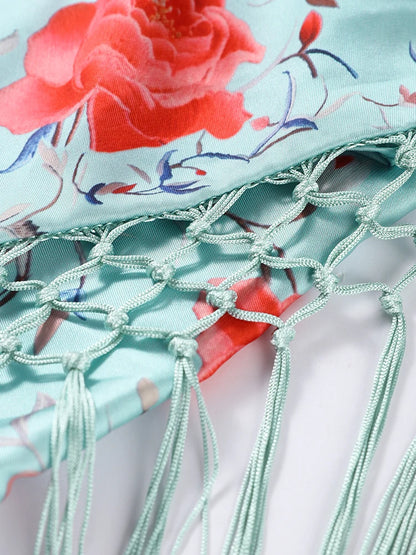 Vestidos elegantes de una pieza para mujer, sin mangas, con cuello tipo bufanda, espalda descubierta, estampado y borlas.