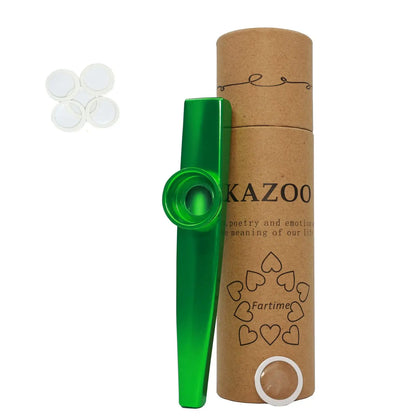 Kazoo metálico premium Miwayer | 5 diafragmas reemplazables y diseño portátil | Resonancia de calidad de estudio con elegante estuche de regalo