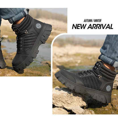 Zapatos de seguridad con puntera de acero para hombre, botas de trabajo indestructibles, zapatos de seguridad ligeros, zapatillas protectoras para caminar, antiaplastamiento y antipinchazos.