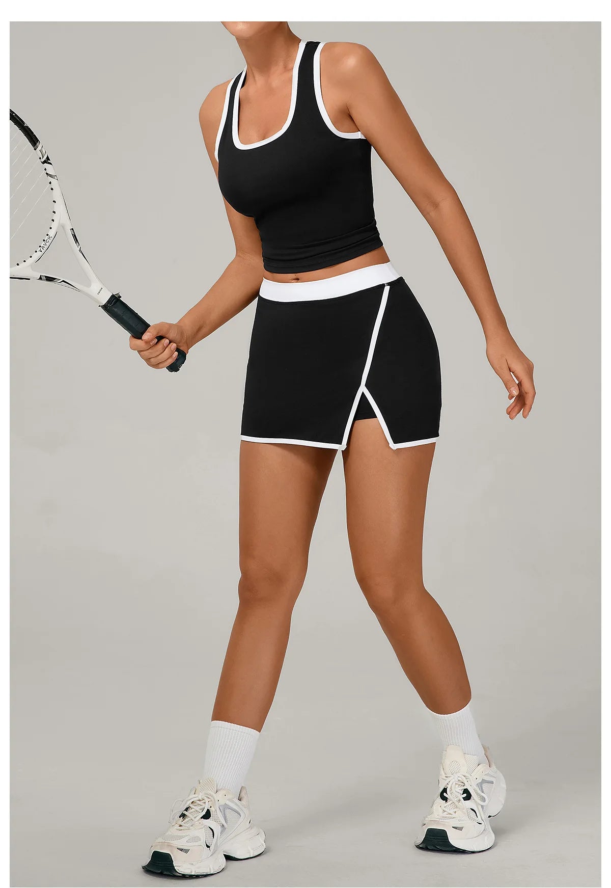 Conjunto de falda de yoga para mujer, conjunto deportivo de tenis, camiseta sin mangas deportiva de secado rápido, ropa de yoga de cintura alta antiexposición, ropa deportiva de fitness para yoga