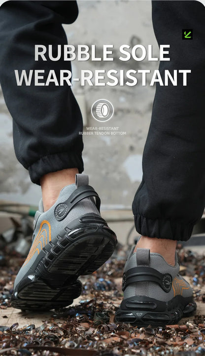 Summer Work Safety Protection Shoes Air Cushion Breathable Safety Shoes Anti-stabbing -smash Lightweight Sports Shoes For Men