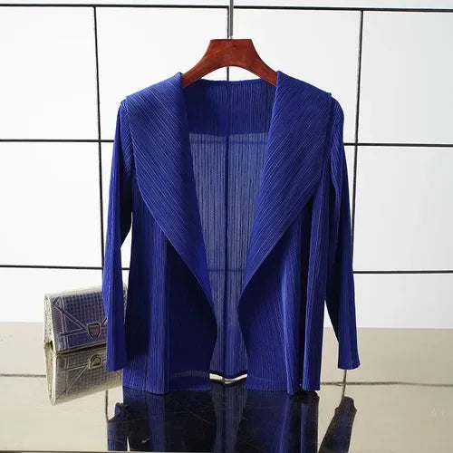 ALSEY Miyake - Cárdigan plisado de color liso para mujer, camiseta de verano, nuevas camisas y blusas holgadas, ropa estética holgada