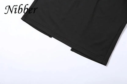 Vestido Nibber de moda para mujer, color liso, halter, sexy, espalda descubierta, abertura, bolso, corte ajustado, estilo cadera, colección verano 2025, rebajas, sencillo, vestidos