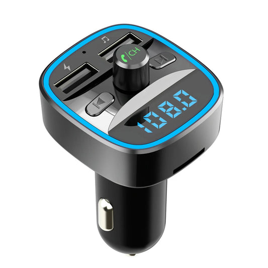 Transmisor modulador FM Bluetooth 5.0 portátil para coche con textura clásica, práctico cargador multifuncional para MP3