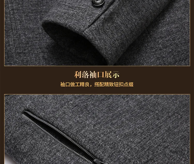 Abrigo de lana grueso con cuello tipo bufanda para hombre, ideal para otoño/invierno. Chaqueta de lana de alta calidad, estilo moderno y corte medio.